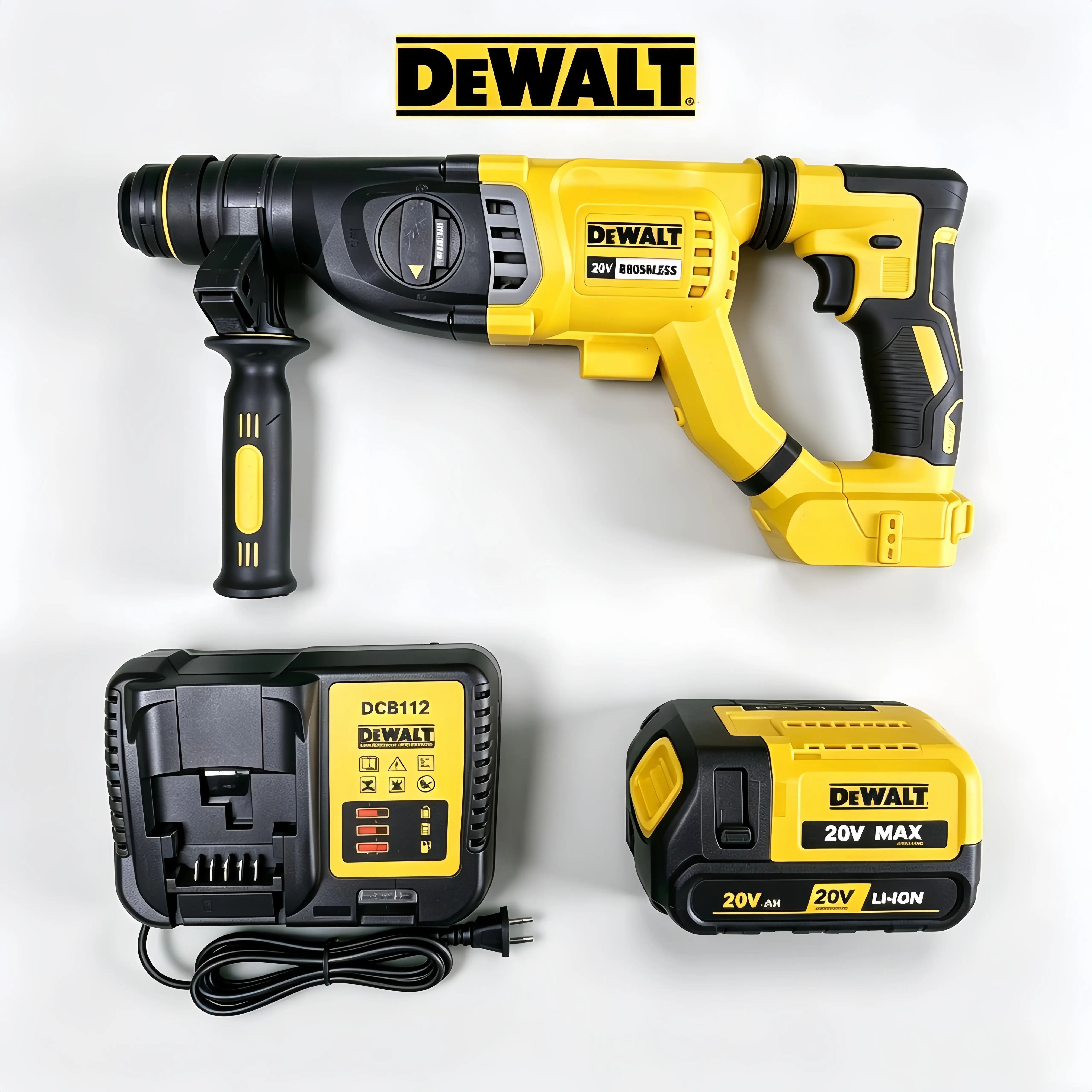 DEWALT DCH263B 20V MAX SDS-Plus Brushless Rotary Hammer - 3-Operation-Mode Cordless Drill with SHOCKS Vibration Control, Anti-Kickback Clutch, LED Work Light for Concrete, Masonry Drilling & Chiseling