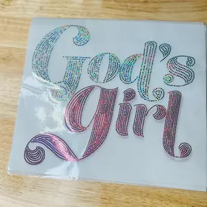 GOD’S GIRL bling transfers. Iron On Heat Press, Includes Various Graphics and Decorative Elements   Heat press temperature 300 for 15 seconds . Cool For 10 seconds and peel.