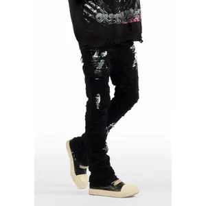 Garson Black Painter Stacked Flare Corduroy Pant