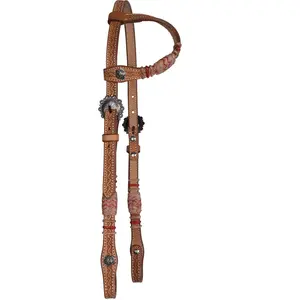 Schneiders Tooled One Ear Headstall with Rawhide Accents