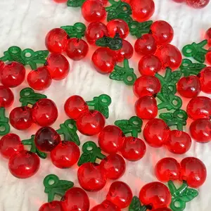 10 Colorful 3D Cherry Resin Pendants, Fruit Beads for DIY Jewelry Making, Keychains, Earrings, Bracelets, Necklaces, DIY Beading Accessories