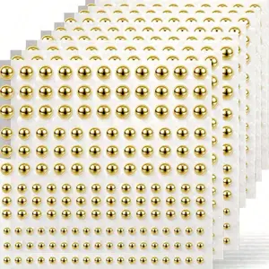 1650pcs/825pcs/165pcs, Bulk options, self-adhesive golden pearl stickers, 4 sizes for Beauty, makeup, jewelry, gemstone, and golden jewelry decorations. Suitable for facial, body, hair, and phone art craft scrapbook decorations, DIY