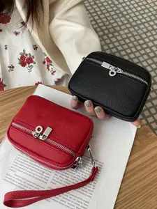 Fashion Alligator Pattern Mini Crossbody Bag, Women's Small Square Purse, Coin Wallet, Card Holder, Portable Shoulder Bag, Metal Zip Design