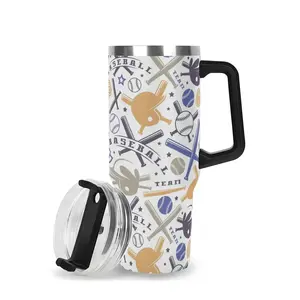 40oz Tumbler, 1 Count Baseball Pattern Stainless Steel Insulated Tumbler, Drinking Cup for Hot & Cold Drinks, Gift for Friend, Relative