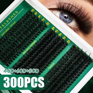 300 Cluster DIY False Eyelash Extender, Eyelash Extensions, Mixed Lengths 8-16mm, D Curl, Perfect for Parties & Festivals, Easy Operation, Durable Design