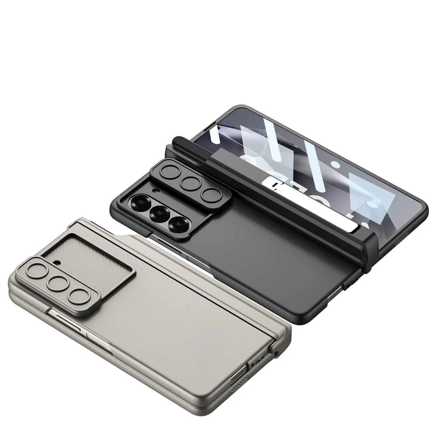 For Samsung Galaxy Z Fold6 Phone Case Sliding Camera Cover Full Coverage Case Magnetic Stand Sliding Pen Holder Protective Cover HNQ62PL