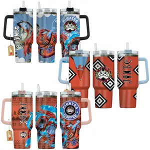 Jinbe One P Anime Manga 40oz Tumbler Stainless Steel with Straw, Lid and Handle - Double Wall Insulated Flasks – Perfect Gift for Fans