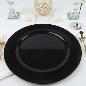 6-Pack Acrylic Plastic Charger Plates 13" Round Black - Dinner Charger Tableware