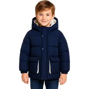 Kids Big Boys Winter Puffer Jacket with Hood, Warm Padded Water-Resistant Coat 6-13 Years