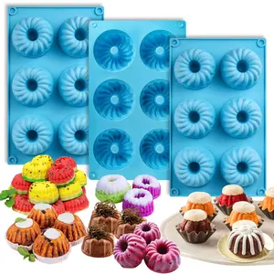 6-Cavity Mini Fluted Silicone Pan (3 pcs), Easy-Release Small Baking Mold, Food-Grade Mini Molds for Chocoflan and Baking Essentials