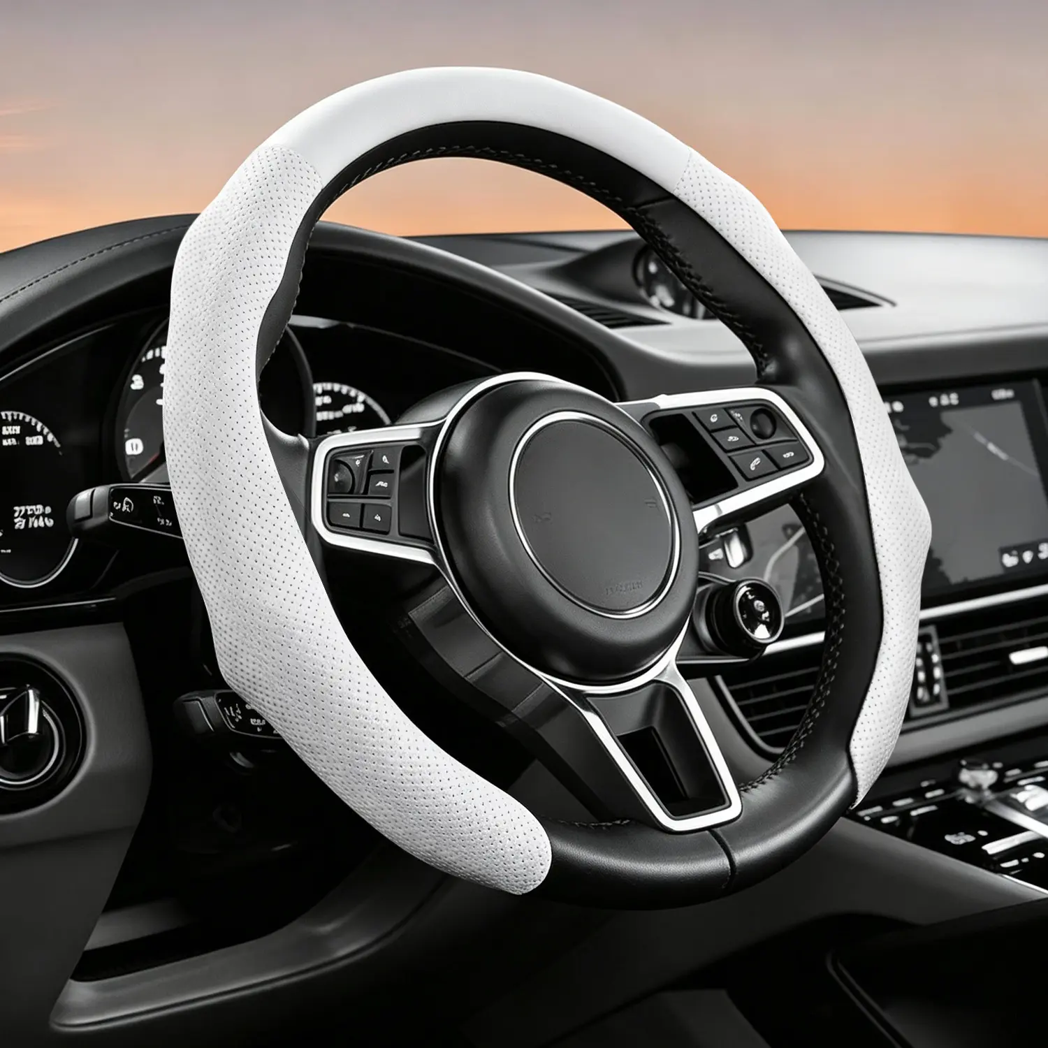 Automotive Steering Wheel Cover - 14.9 in Non-Slip Ultra-Thin Breathable Durable Cover, Universal Fit for Most Cars, Improves Control, Keeps Hands in Place, Easy to Install