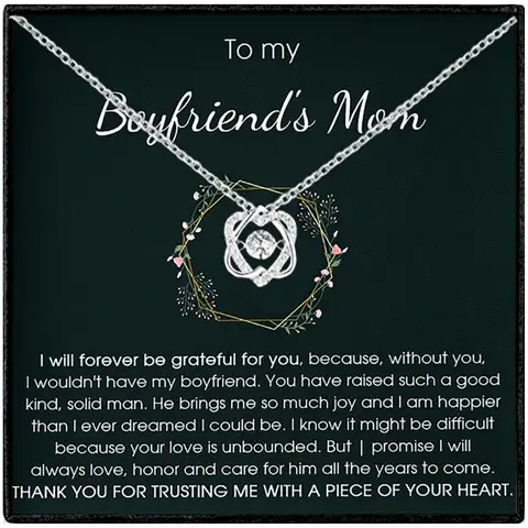 To My Boyfriend's Mom Jumping Chain Heart Pendant Jewelry Gift with Card and Gift Box, Boyfriend's Mom Mother's Day Gift, Chains Necklace