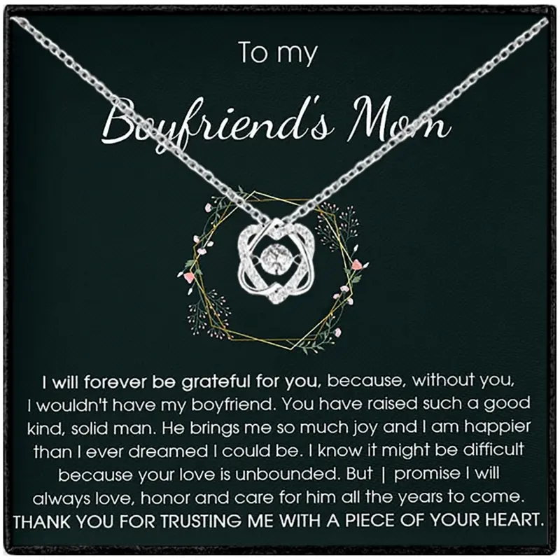 To My Boyfriend's Mom Jumping Chain Heart Pendant Jewelry Gift with Card and Gift Box, Boyfriend's Mom Mother's Day Gift, Chains Necklace
