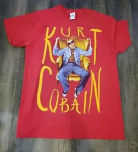 Youth & Adult Kurt Cobain Red Gildan Tshirt, Kurt Sitting In Chair Tee, Gift for Fan, 90s Graphic Tee, Vintage Style