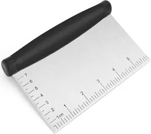 "Stainless Steel Bench Scraper & Chopper – Comfortable Grip, Multi-Use Dough Cutter, Pastry Knife & Food Scraper for Baking & Cooking"