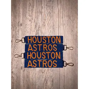 Navy Beaded Keychain: Houston Astros in Vibrant Orange
