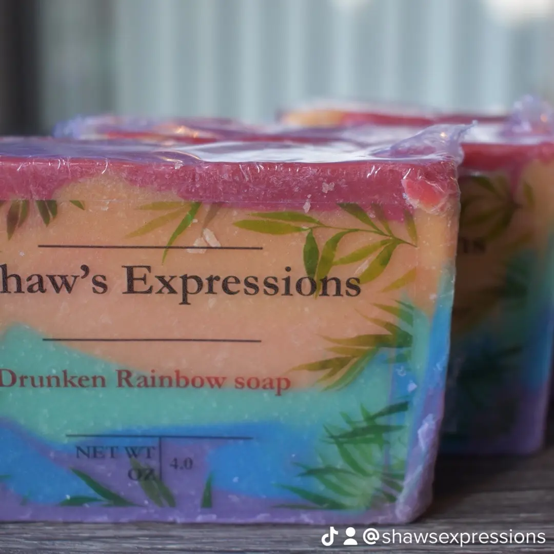 Drunken Rainbow Handmade Cold Process Soap - Daily Skin Care Fragranced Bar with Olive Oil Moisturizer, 4.0 oz