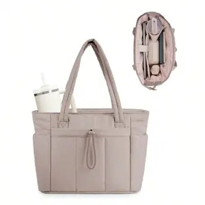 Women's Lightweight Puffy Tote Bag  gym bags with Compartments - Versatile Shoulder & Handbag for Travel Work Gym gym bag