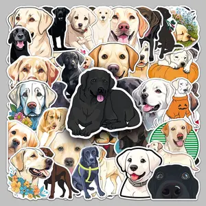 Labrador Dog Pattern Sticker, 50pcs/set Cute Dog Decorative Sticker, Waterproof Self Adhesive Decor Paper for Gift Greeting Card & Water Bottle & Laptop