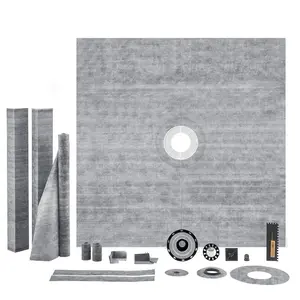 VEVOR Shower Curb Kit, 72x72 Shower Pan Kit with 2 PVC Central Flange, 4 Stainless Steel Grate, Waterproof Shower Curb Membrane Strip, Shower Pan Slope Sticks Fit for Bathroom