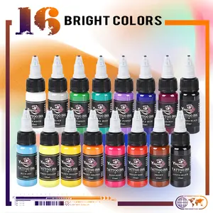 16-Color Vivid Pro Tattoo Ink kit (15 ml per color) — Creates crisp, sharp tattoo outlines and smooth gradients; ideal for eyeliner, Eyeliner pencil, and makeup; features a smooth texturer LiplinerMakeup Smooth Beginner-Friendly Wireless