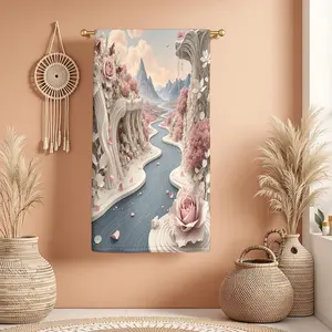 1Pc Fantasy Landscape with Roses and Scenic River Bathroom Hand Towel Bath Towel, Multiple Size Microfiber Towel, Ultra-Soft Quick Dry and Absorbent Polyester Large Bath Towel, Unique Home Decorative Kitchen Towels,