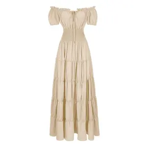 Renaissance Dress Costume for Women lrishBoho Long Dresses Chemise Medieval Dress Pirate Peasant Dress Maxi Womenswear Halloween Gothic Party Outfit 6531-D1