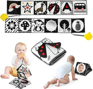 Black and White Baby Book High Contrast Baby Toy 0-6 Months Baby Soft Book Tummy Time Toy Crib Stroller Toy Montessori Sensory Toy Early Education for 0-6 6-12 Months Newborn Baby Infant