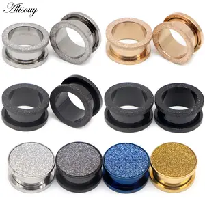 Alisouy 2pcs Steel Scrub Ear Plugs Tunnels Screw Earrings Gauges Kits Piercings Body Stretchers Taper kit Plugs For Women 3-25mm