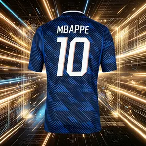 2026 France National Home Blue 10# Mbappe 7# Dembele Short And Long Sleeve Soccer Jersey Fans Version
