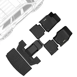 OEDRO Floor Mats & Cargo Liner Fit for Jeep Grand Cherokee L 2025-2021 (ONLY for 6 Seat), 3 Row Floor Liners and Trunk Liner, Black (Without Center Console)