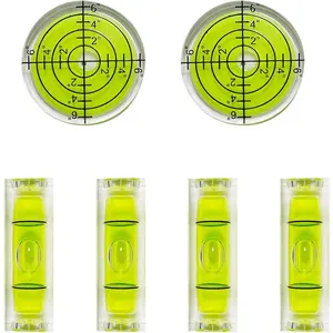 6pcs Mini Bubble Levels Set - 2 Round & 4 Small Spirit Levels (32x7mm & 10x10x29mm) for Camera Tripod, Picture Hanging, DIY Toolkits - Precision Leveling Tools