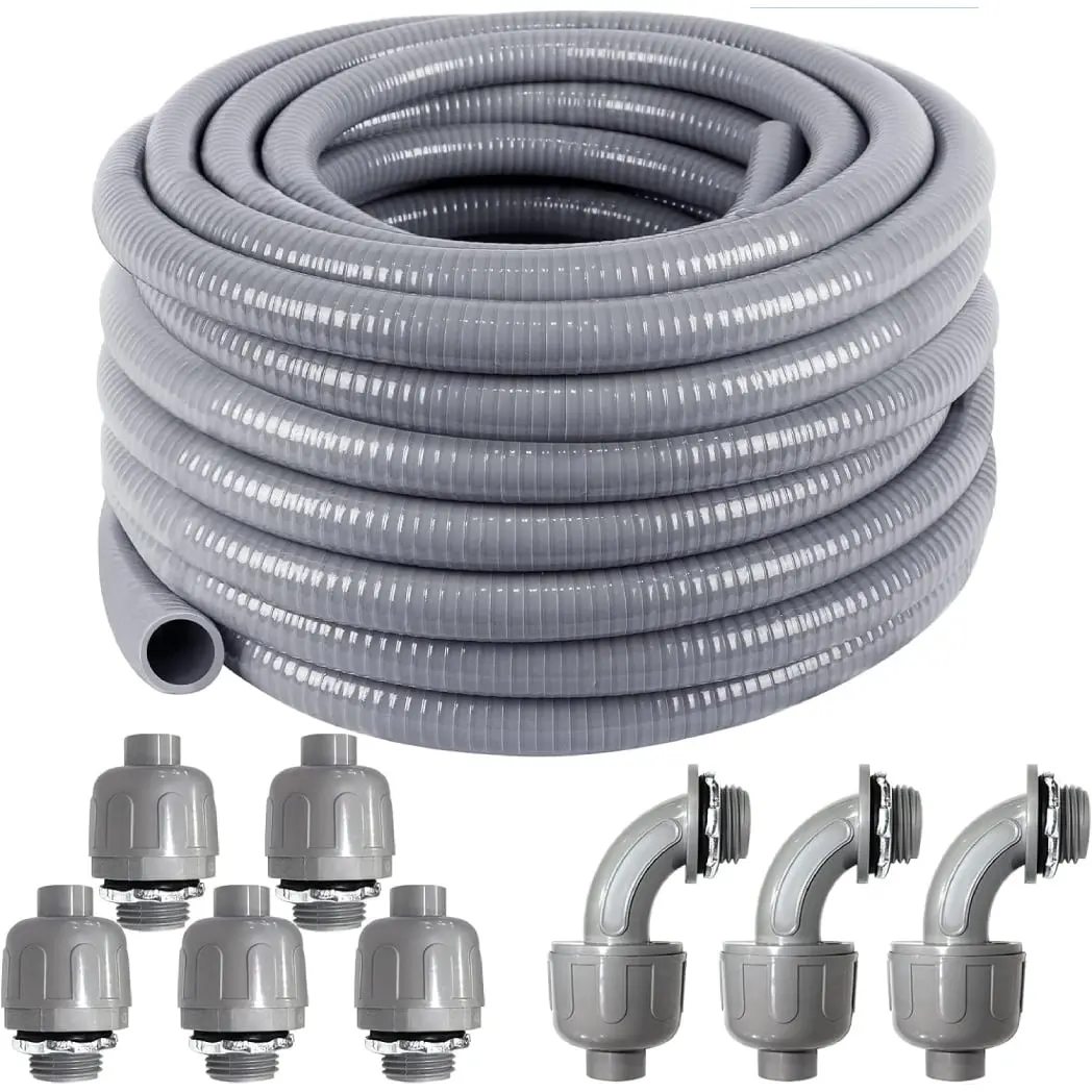 Superflex SAZ105 Anti-Oxidation PVC Plastic Tubing Cable Sleeves - 50' X 1' in Flexible Electrical Tubing for Underground, Ceilings Applications, Spa