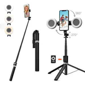 67" Phone Tripod & Tiktok Page Turner, New 6 in 1 Selfie Stick With Fill Light, Bluetooth Remote Control for Take Photo & Video Recording, Like, Page Turner, Stabilized for Smooth Footage, Perfect for Live Sharing & Vlog, Compatible all iPhone & Android