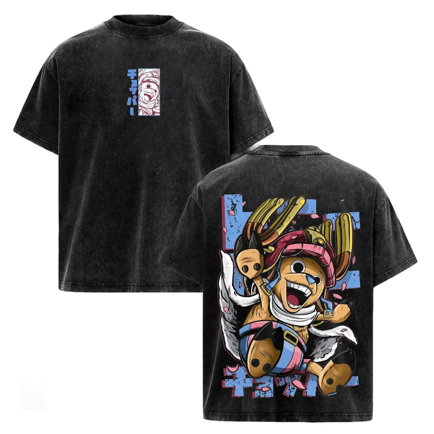 Tony Tony Chopper Tee OP Hyper Anime Shirt, Doctor Chopper Graphic T-Shirt, Straw Hat Crew Manga Artwork, Vintage Washed Oversized Streetwear Shirt, Double Print Y2K Aesthetic, Heavy Cotton Unisex Fan Gift Merch Apparel