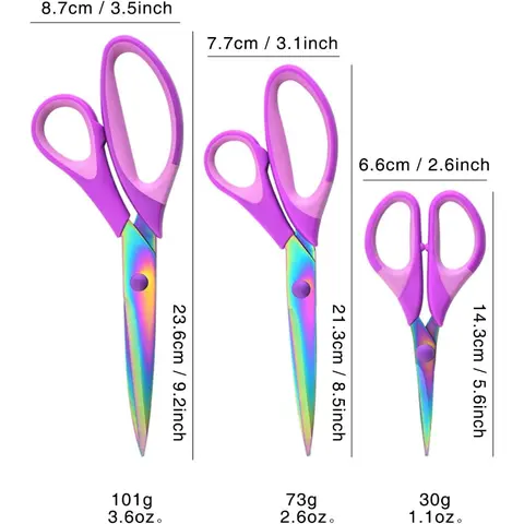 Unisex 3pcs Craft Scissors Set - Sharp Titanium Blades Shears, Comfort Grip Handle, Plastic Tool for Sewing & Fabric Cutting, Craft Supply for Adults, Home & Festive Party Supplies Accessory, 3Pcs Set