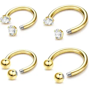 MILACOLATO 16G Horseshoe Nose Ring for Women Stainless Steel Septum Rings Set Internally Threaded Ball CZ Small Septum Nose Rings Cartilage Helix Daith Tragus Nostril Lip Piercing Jewelry 8mm 10mm
