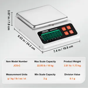 Father's Day Gift VEVOR Industrial Counting Scale, 10 kg x 0.1 g, Digital Scale for Parts and Coins, g/kg/lb/oz/ct Units, Electronic Gram Scale Inventory Counting Scale Kitchen Jewelry Counting Scale with LED Screen