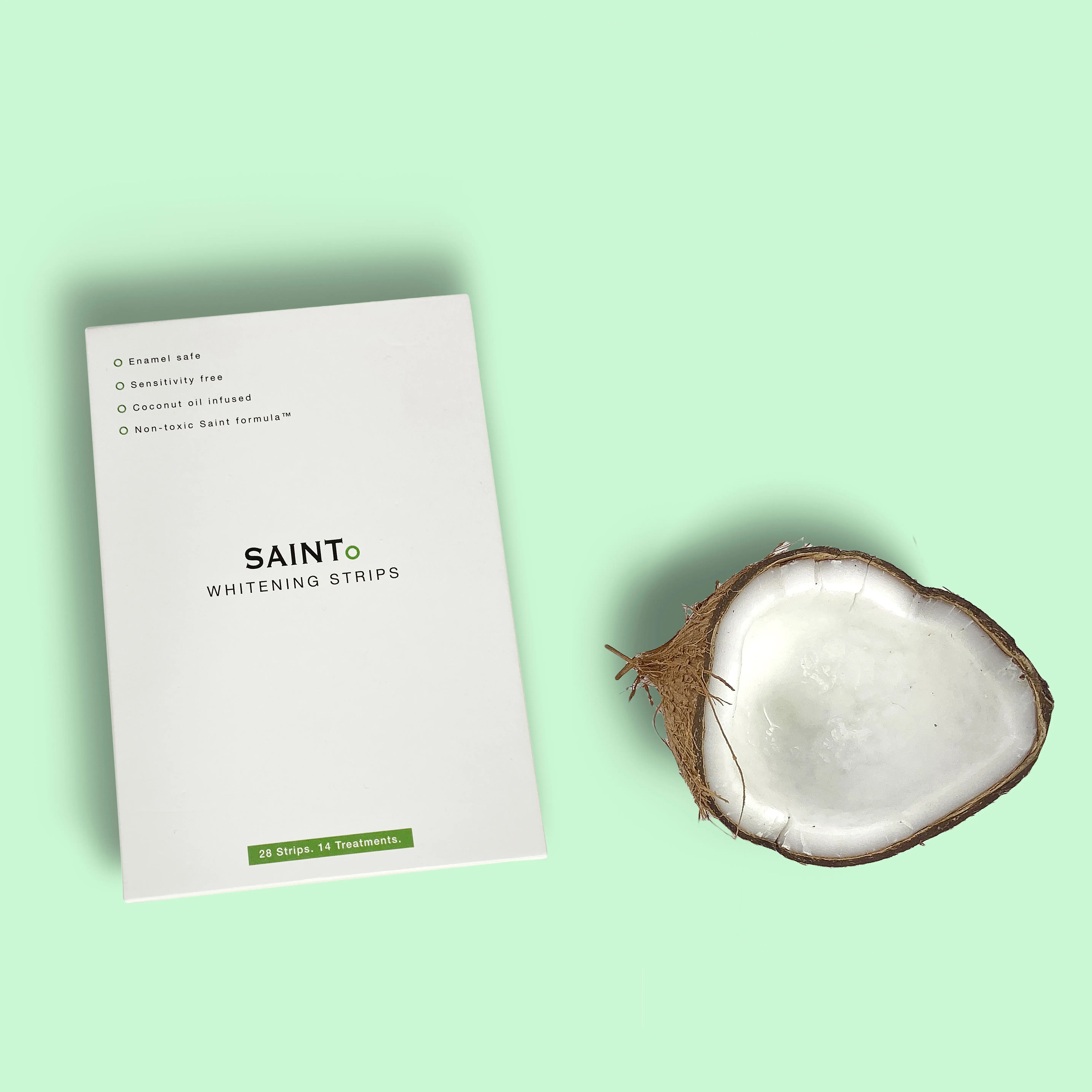 Saint Whitening Strips - Enamel-Safe, Naturally-Derived Whitening Strips with Coconut Oil & White Turmeric for Enhanced Whitening Effect - Oral