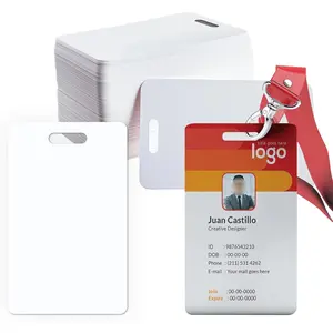 20 Pack  Blank PVC Cards with Slot Punch on Short Side - CR80 30mil Vertical Slot Punch Blank Credit Cards for ID Badge Card Printers - Graphic Quality PVC Cards for Business Office