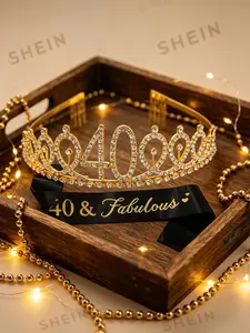 40th Birthday Queen Sparkle Rhinestone Crown, "40 & Fabulous" Sash, Essential 40th Birthday Party Accessory, Crown Tiara