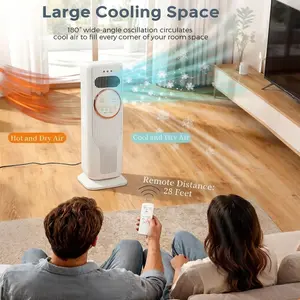 ️ Instant Ice Chill!​ 28ft/s High-Velocity Evaporative Cooler, 2-in-1 Heater & Cooler, 70° Oscillation, 12H Timer, Portable Handle – Perfect Ice Cooling Fan for RV, Garage, Large Living Room, Bedroom ️