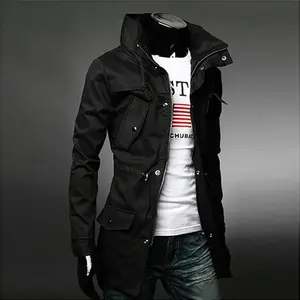 Ebb Supply New 2025 Men's Trench Coats Outerwear Military Cargo Jacket Men Windbreakers Male Classic Slim Fit Trench Coat Man