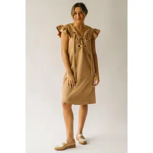 The Alamosa Laced-Up Dress in Camel