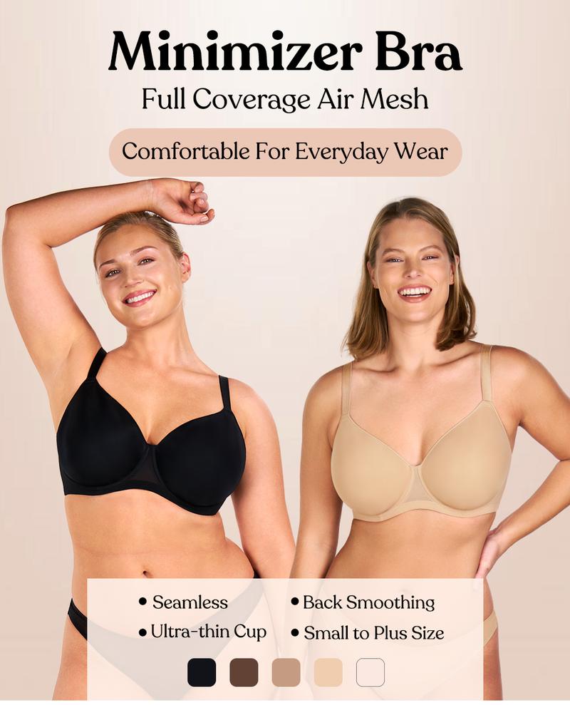 HSIA AirMesh honeycomb-cup Plus Size Full Coverage Mesh Lightly Padded Lined Adjustable Straps Underwire T-Shirt Bra TikTokShopBlackFriday