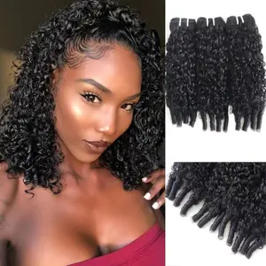 Burmese Curly  Human Hair Wet and Wavy Quick Weave for Women Water Wave with Spiral Curly End Hair Extensions  Black 12 14 16 Inch 3