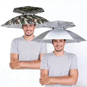 Hands Free Umbrella Hat - UV Protection Waterproof Foldable, Adjustable Elastic Band, Lightweight for Outdoor Camping Fishing Men & Women