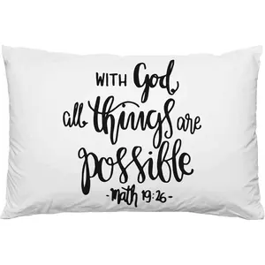 Throw Pillow Cover  Verse Christian Hope with God  Things are Possible Quote Hand Drawn Decor  Pillow Case Cushion for Sofa Couch Bed Standard  Size 20x30 Inch
