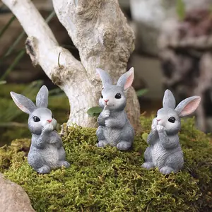 Resin Craft Rabbit Figurines Set, Outdoor Garden Decorations, Easter Bunny Ornaments, Home Decoration Accessories, Family Gift Ideas