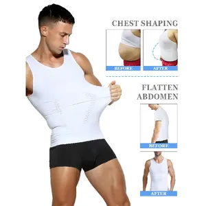 5-Pack Men'S Compression Shirts - Tummy Control Waist Trainer Vest, Sleeveless Body Shaper with Neoprene Filler, Medium Stretch Athletic Base Layer for Workout & Casual Wear